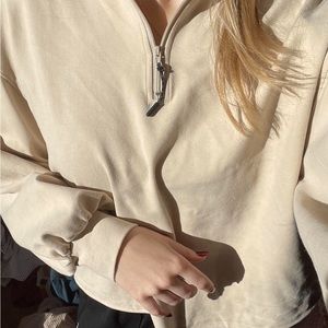 MELLODAY cream quarter zip pullover